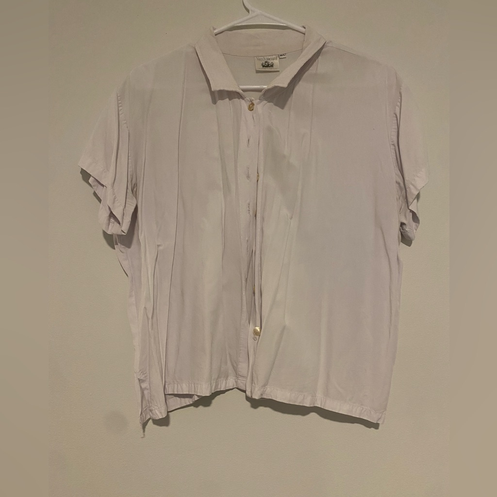 White Cropped Button Down